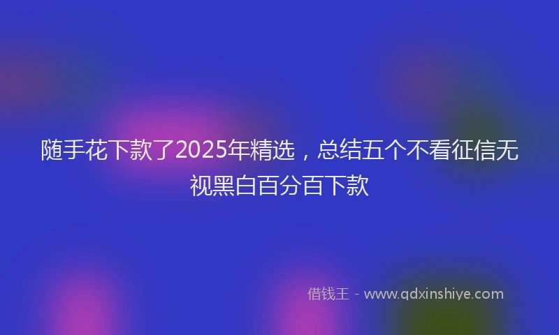 随手花下款了2025年精选，总结五个不看征信无视黑白百分百下款
