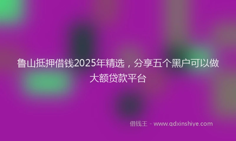 鲁山抵押借钱2025年精选，分享五个黑户可以做大额贷款平台