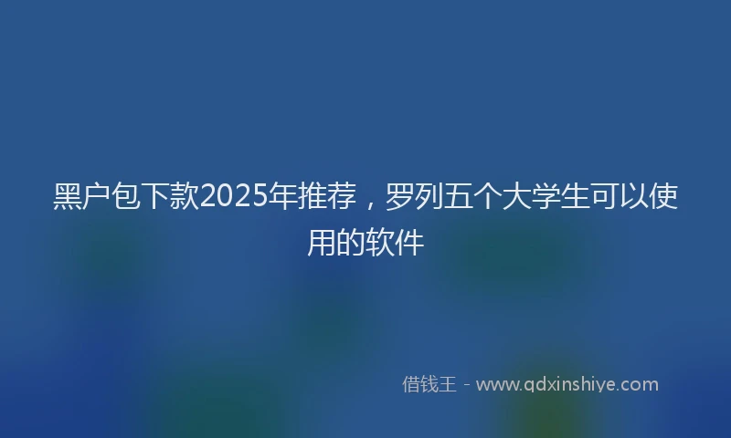 黑户包下款2025年推荐，罗列五个大学生可以使用的软件
