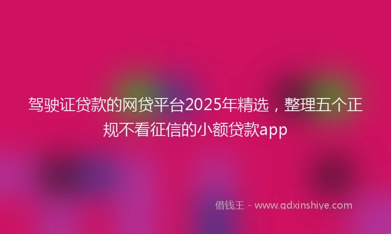 驾驶证贷款的网贷平台2025年精选，整理五个正规不看征信的小额贷款app
