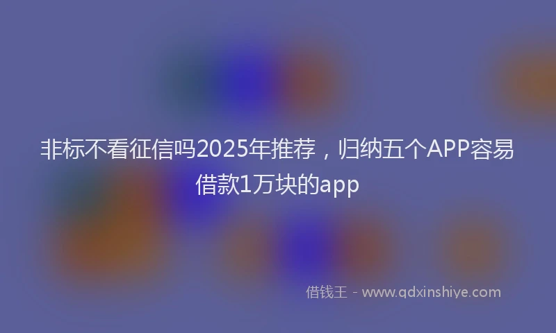 非标不看征信吗2025年推荐，归纳五个APP容易借款1万块的app