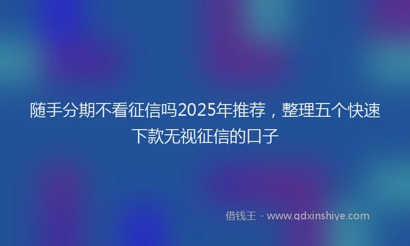 随手分期不看征信吗2025年推荐，整理五个快速下款无视征信的口子