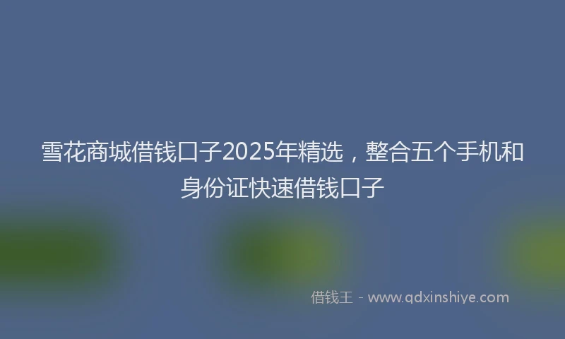 雪花商城借钱口子2025年精选，整合五个手机和身份证快速借钱口子