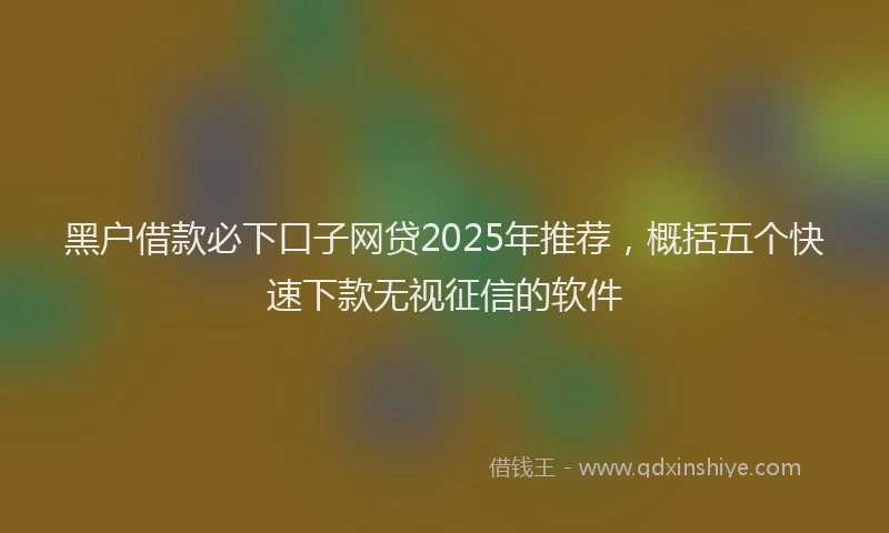 黑户借款必下口子网贷2025年推荐，概括五个快速下款无视征信的软件