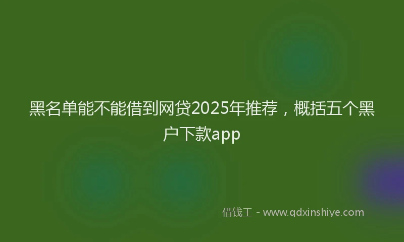 黑名单能不能借到网贷2025年推荐，概括五个黑户下款app