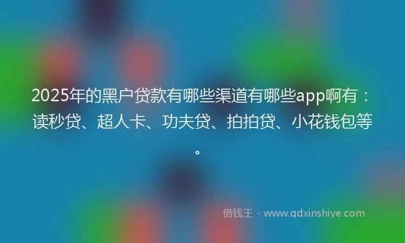 2025年的黑户贷款有哪些渠道有哪些app啊有：读秒贷、超人卡、功夫贷、拍拍贷、小花钱包等。