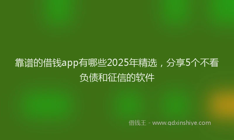 靠谱的借钱app有哪些2025年精选，分享5个不看负债和征信的软件