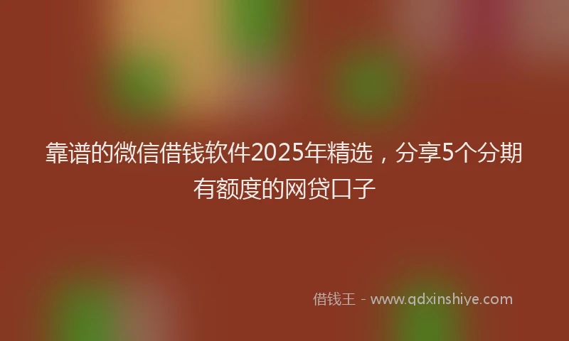 靠谱的微信借钱软件2025年精选，分享5个分期有额度的网贷口子