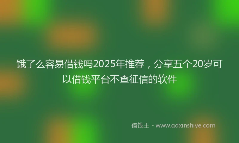 饿了么容易借钱吗2025年推荐，分享五个20岁可以借钱平台不查征信的软件