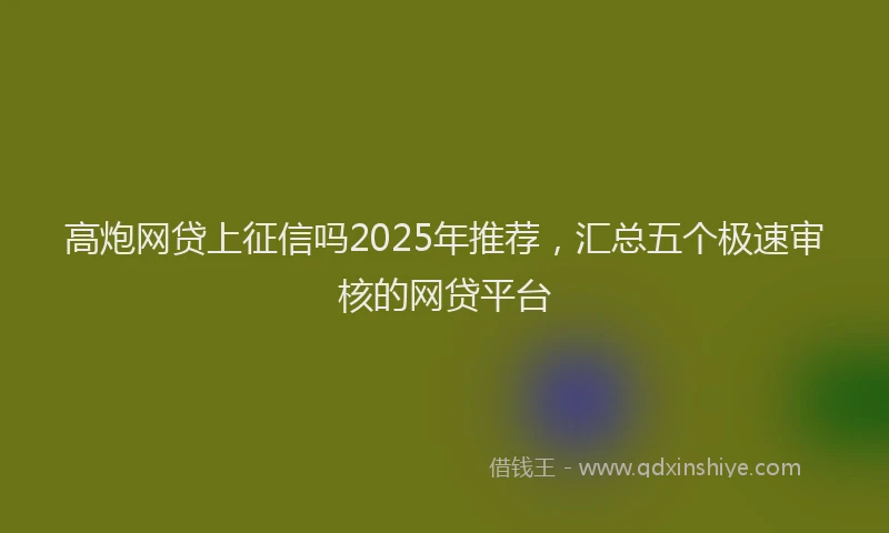 高炮网贷上征信吗2025年推荐，汇总五个极速审核的网贷平台