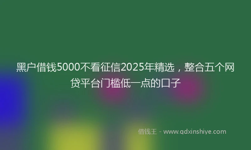 黑户借钱5000不看征信2025年精选，整合五个网贷平台门槛低一点的口子