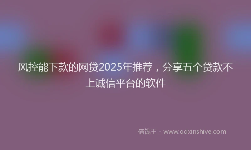 风控能下款的网贷2025年推荐，分享五个贷款不上诚信平台的软件