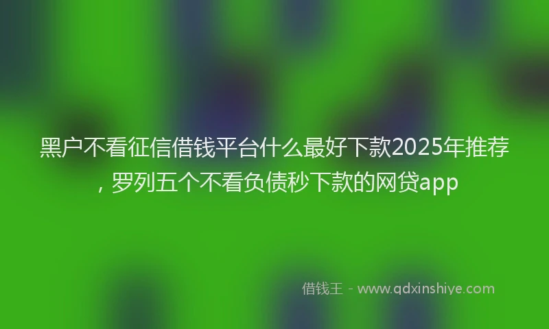 黑户不看征信借钱平台什么最好下款2025年推荐，罗列五个不看负债秒下款的网贷app