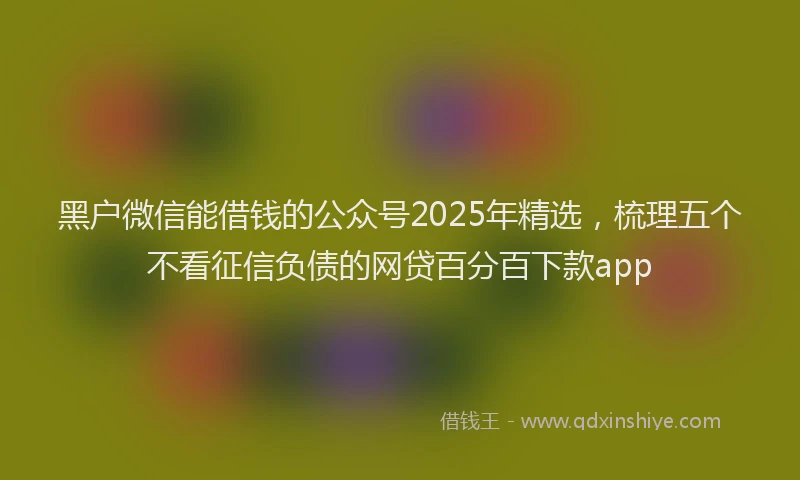 黑户微信能借钱的公众号2025年精选，梳理五个不看征信负债的网贷百分百下款app