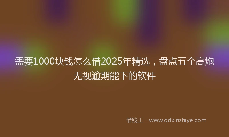 需要1000块钱怎么借2025年精选，盘点五个高炮无视逾期能下的软件