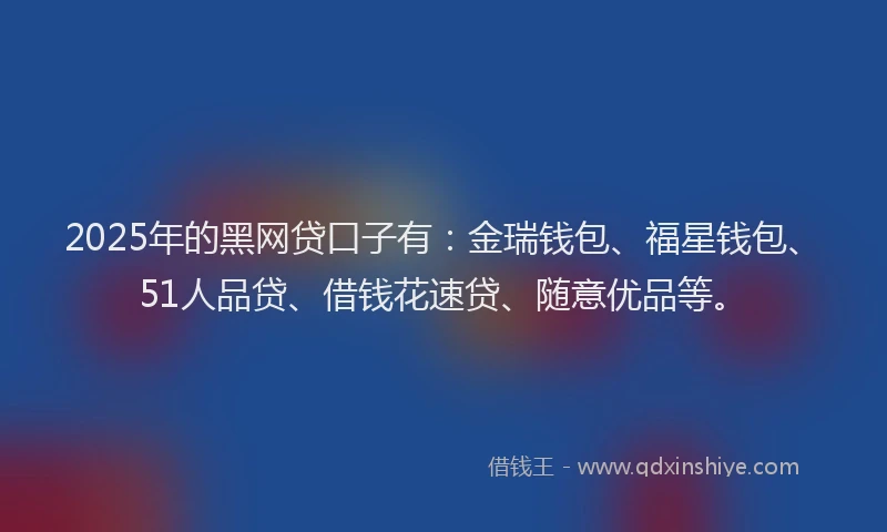 2025年的黑网贷口子有：金瑞钱包、福星钱包、51人品贷、借钱花速贷、随意优品等。