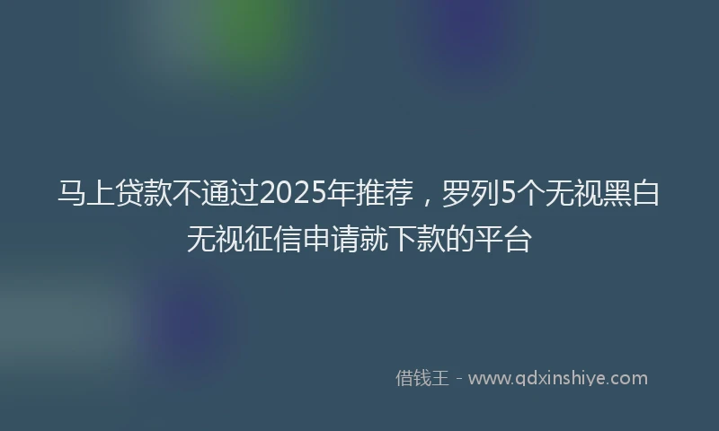 马上贷款不通过2025年推荐，罗列5个无视黑白无视征信申请就下款的平台