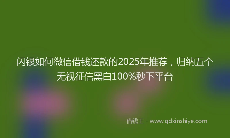 闪银如何微信借钱还款的2025年推荐，归纳五个无视征信黑白100%秒下平台