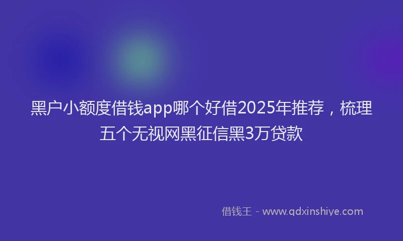 黑户小额度借钱app哪个好借2025年推荐，梳理五个无视网黑征信黑3万贷款