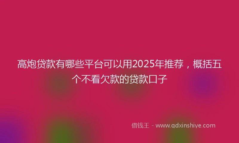 高炮贷款有哪些平台可以用2025年推荐，概括五个不看欠款的贷款口子