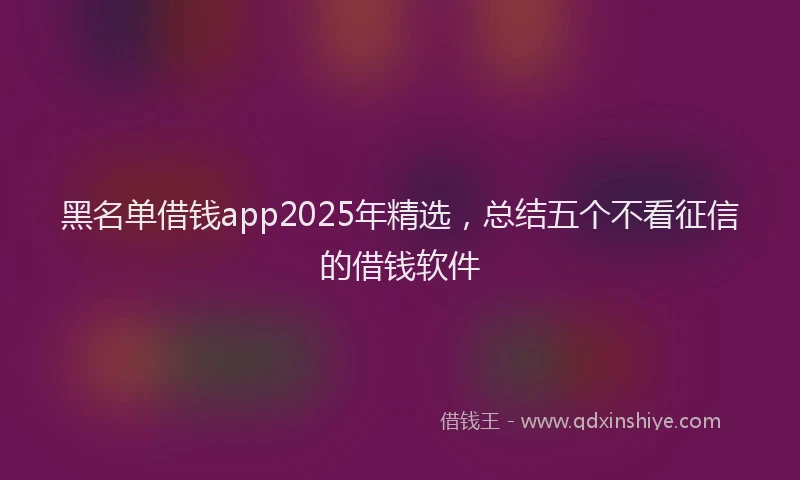 黑名单借钱app2025年精选，总结五个不看征信的借钱软件