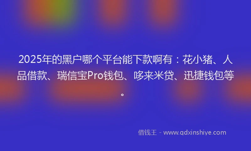 2025年的黑户哪个平台能下款啊有：花小猪、人品借款、瑞信宝Pro钱包、哆来米贷、迅捷钱包等。