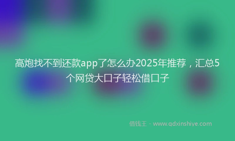 高炮找不到还款app了怎么办2025年推荐，汇总5个网贷大口子轻松借口子