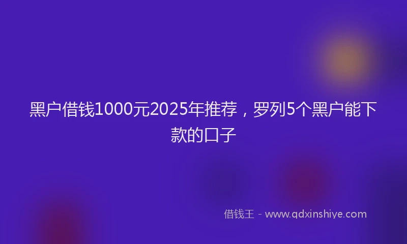 黑户借钱1000元2025年推荐，罗列5个黑户能下款的口子