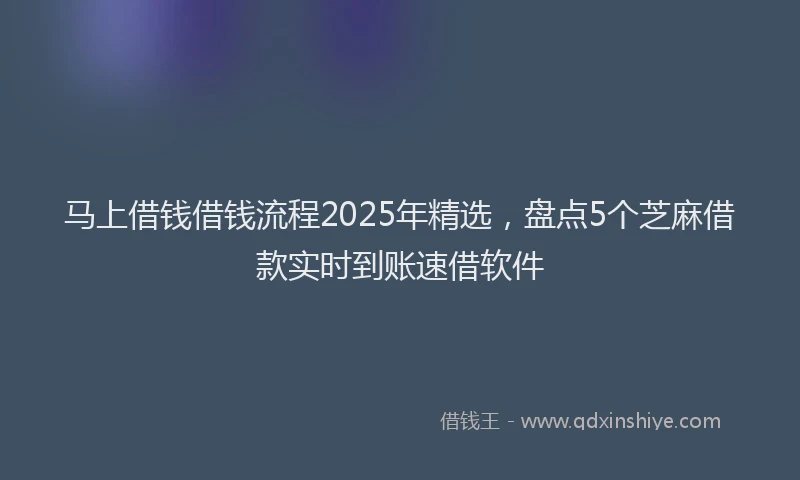 马上借钱借钱流程2025年精选，盘点5个芝麻借款实时到账速借软件