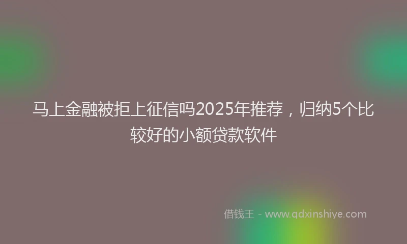 马上金融被拒上征信吗2025年推荐，归纳5个比较好的小额贷款软件