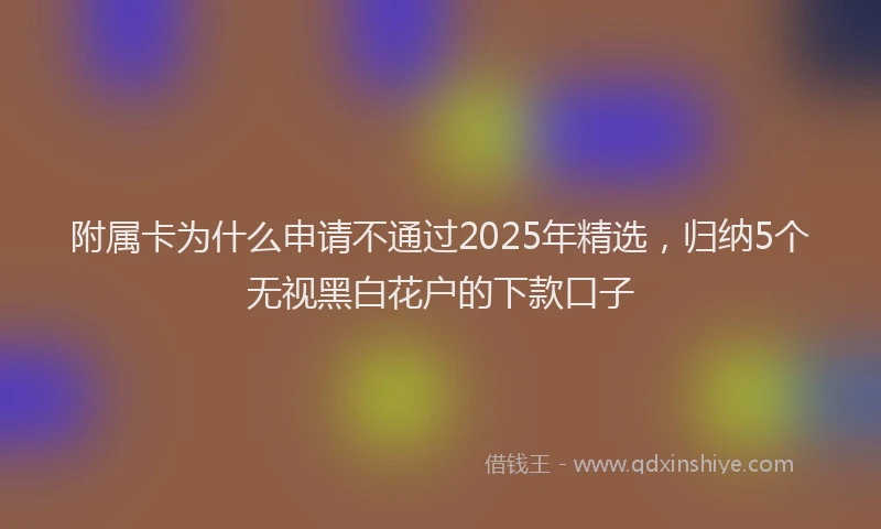 附属卡为什么申请不通过2025年精选，归纳5个无视黑白花户的下款口子