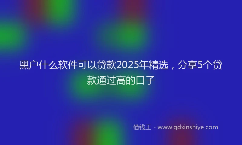 黑户什么软件可以贷款2025年精选，分享5个贷款通过高的口子
