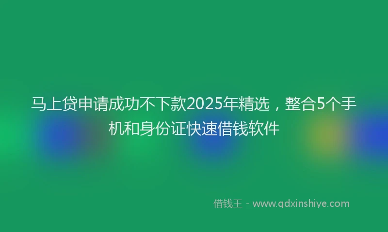 马上贷申请成功不下款2025年精选，整合5个手机和身份证快速借钱软件