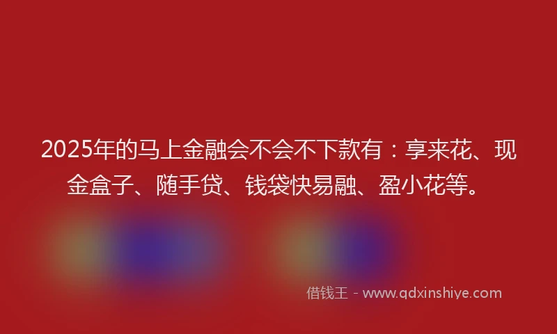 2025年的马上金融会不会不下款有：享来花、现金盒子、随手贷、钱袋快易融、盈小花等。