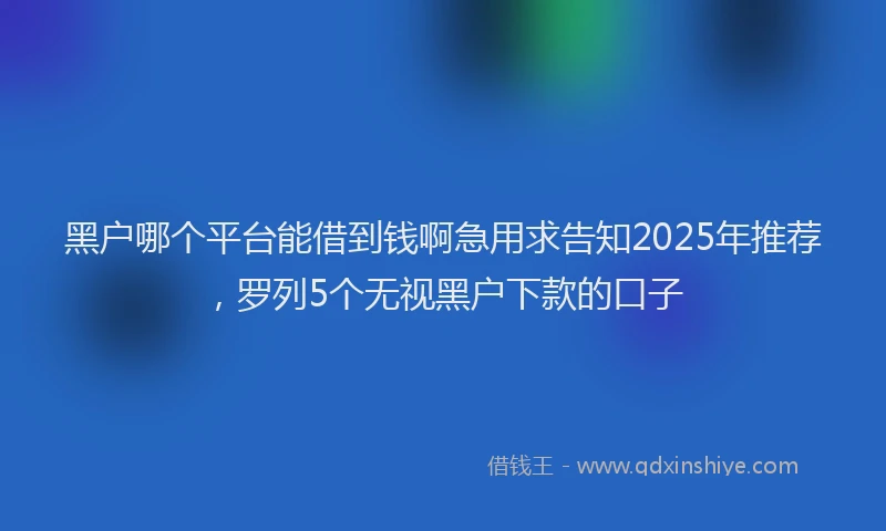 黑户哪个平台能借到钱啊急用求告知2025年推荐，罗列5个无视黑户下款的口子