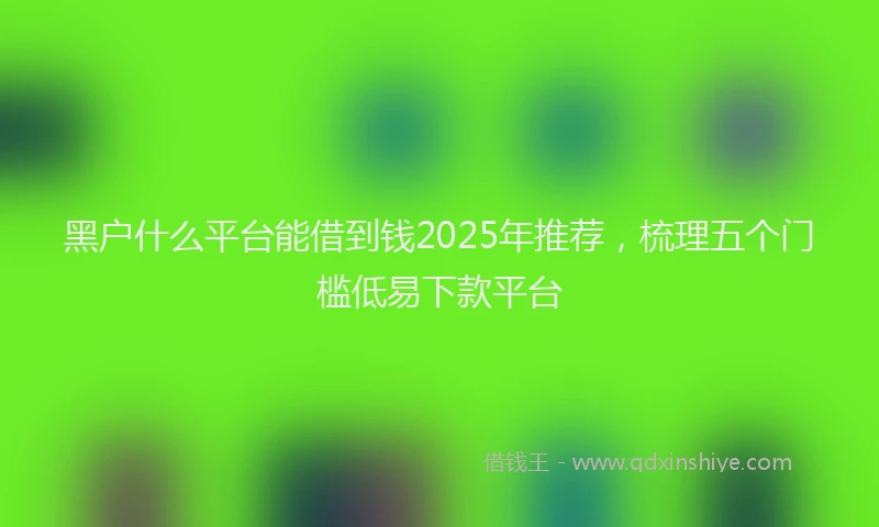 黑户什么平台能借到钱2025年推荐，梳理五个门槛低易下款平台
