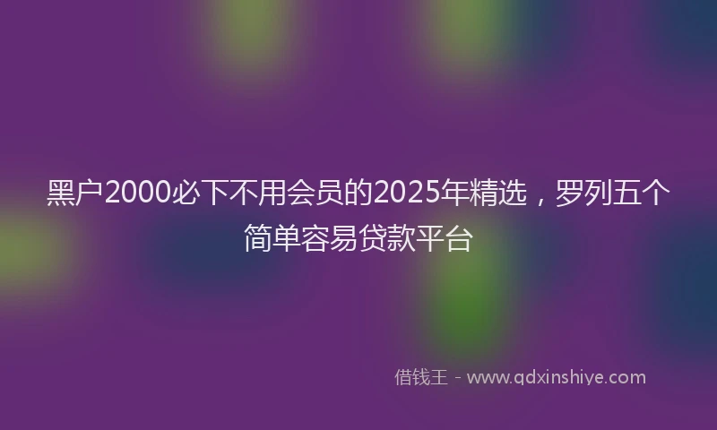 黑户2000必下不用会员的2025年精选，罗列五个简单容易贷款平台