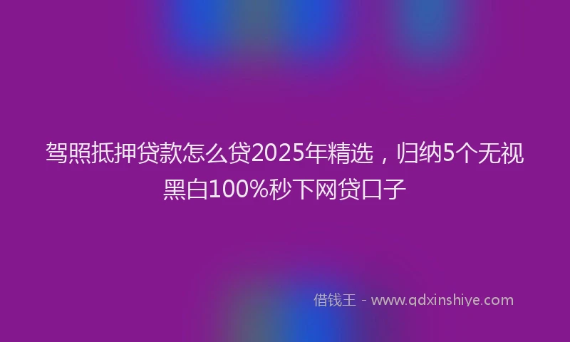 驾照抵押贷款怎么贷2025年精选，归纳5个无视黑白100%秒下网贷口子