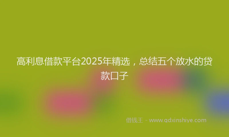 高利息借款平台2025年精选，总结五个放水的贷款口子