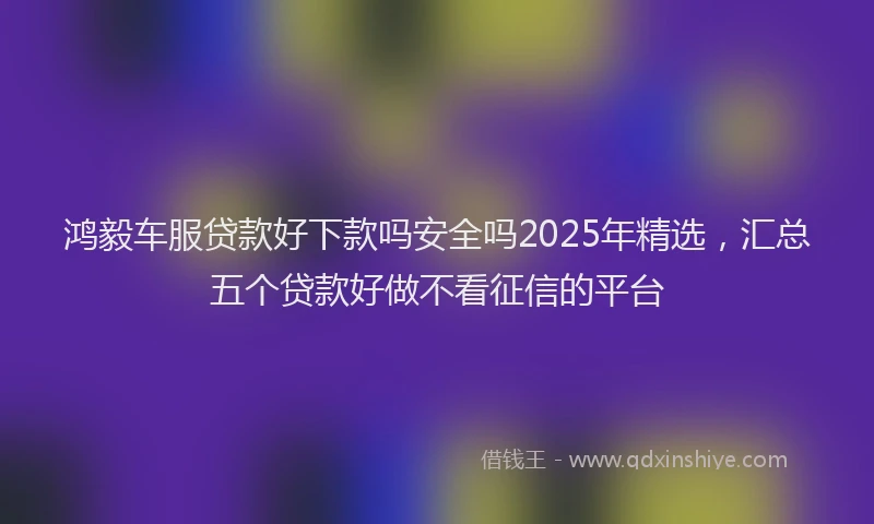 鸿毅车服贷款好下款吗安全吗2025年精选，汇总五个贷款好做不看征信的平台