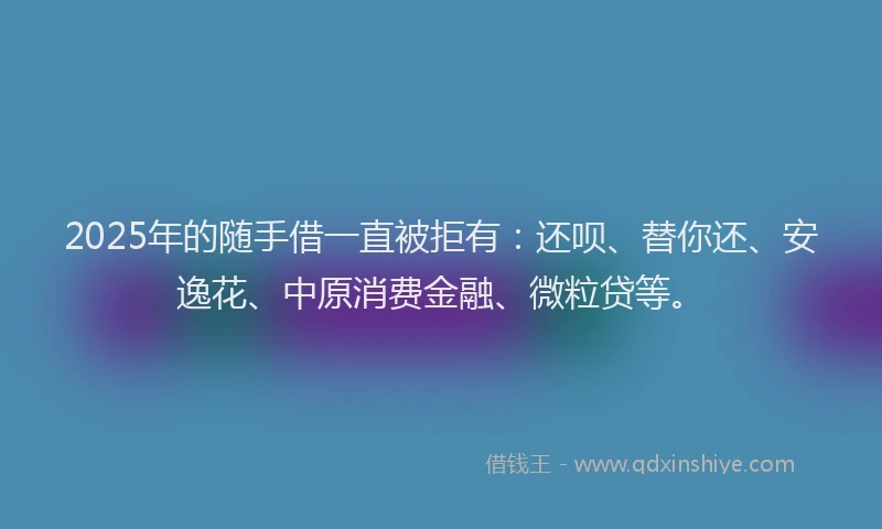 2025年的随手借一直被拒有:还呗、替你还、安逸花、中原消费金融、微粒贷等。