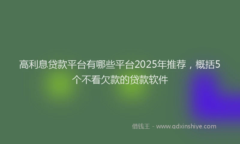 高利息贷款平台有哪些平台2025年推荐，概括5个不看欠款的贷款软件