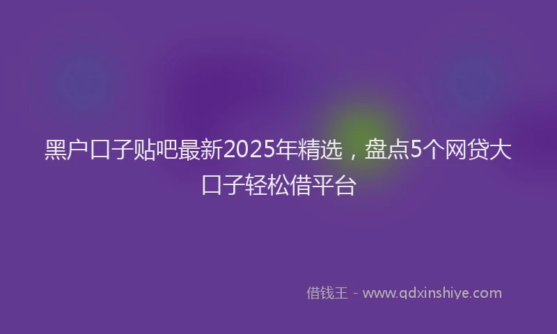 黑户口子贴吧最新2025年精选，盘点5个网贷大口子轻松借平台