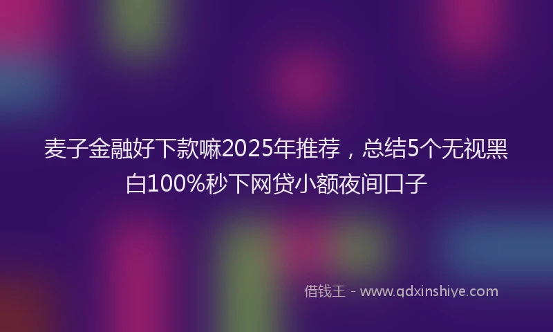 麦子金融好下款嘛2025年推荐，总结5个无视黑白100%秒下网贷小额夜间口子