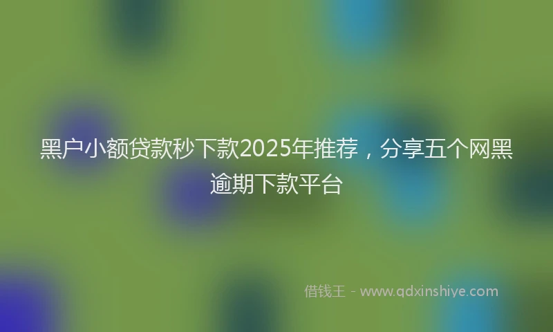 黑户小额贷款秒下款2025年推荐，分享五个网黑逾期下款平台
