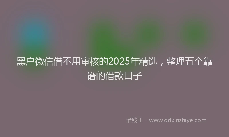 黑户微信借不用审核的2025年精选，整理五个靠谱的借款口子