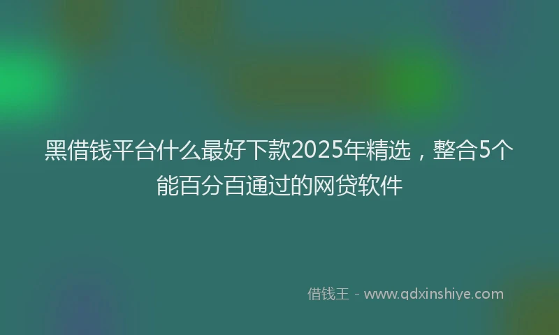 黑借钱平台什么最好下款2025年精选，整合5个能百分百通过的网贷软件