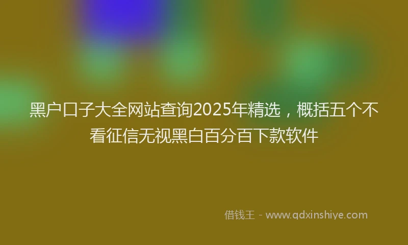 黑户口子大全网站查询2025年精选，概括五个不看征信无视黑白百分百下款软件