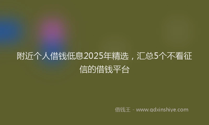 附近个人借钱低息2025年精选，汇总5个不看征信的借钱平台