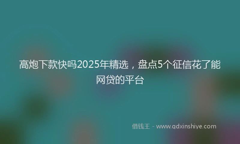 高炮下款快吗2025年精选，盘点5个征信花了能网贷的平台